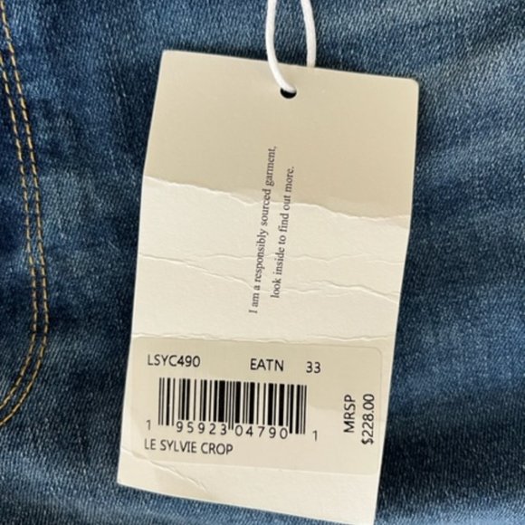 NWT Frame Jeans Le Sylvie Crop High Rise Straight Fit Size 33 - Picture 4 of 6